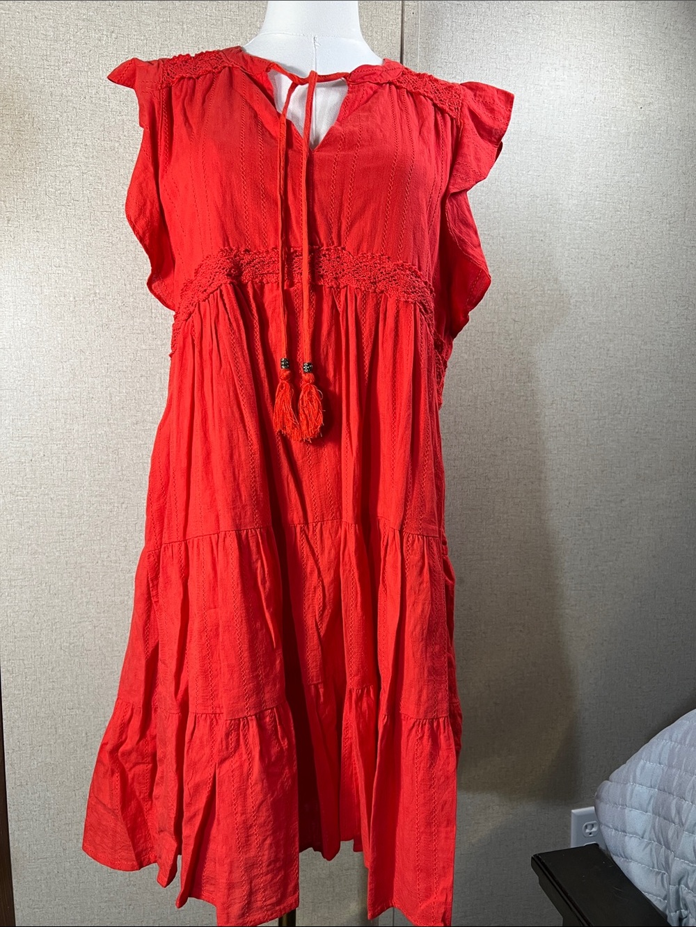 Sonoma Red Maxi Dress with Tassel Tie